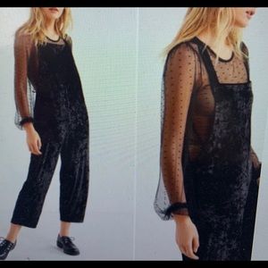 Black velvet overalls